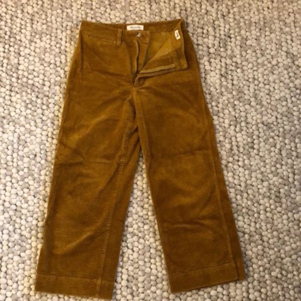 Madewell Cropped Wide-Leg Corduroy Pants in Camel - Picture 3 of 7